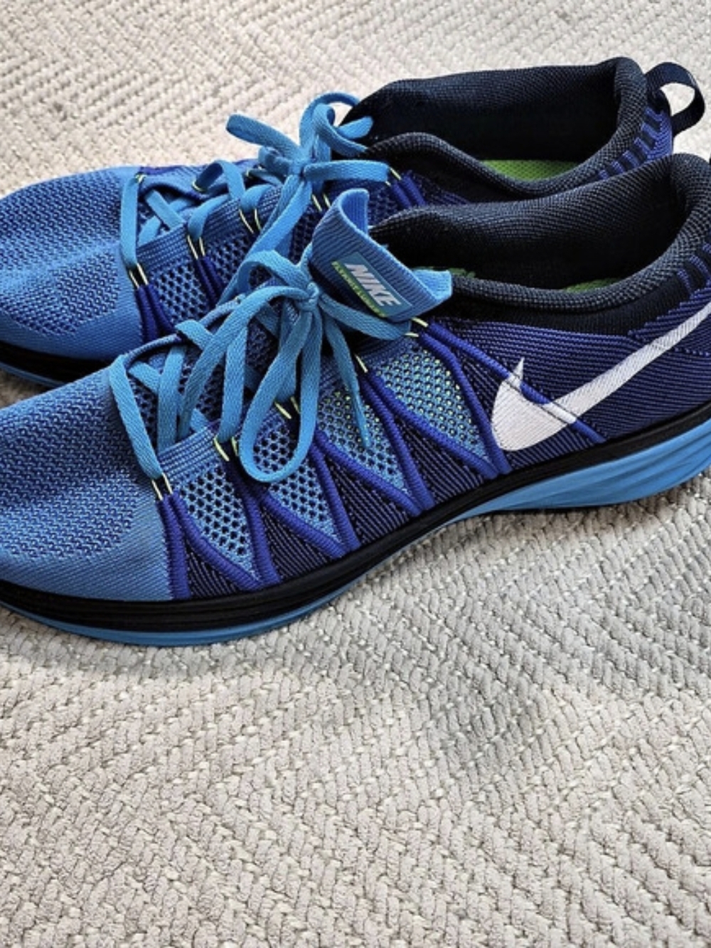 Nike Flyknit Lunar 2 Blue & Black US 13 Athletic Shoes